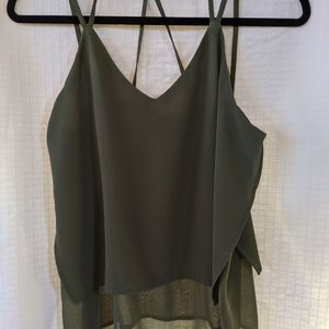 Dark olive strappy tank Med